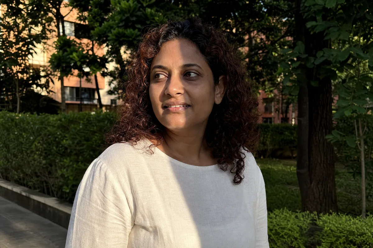 Portrait photo with harsh shadow across the face